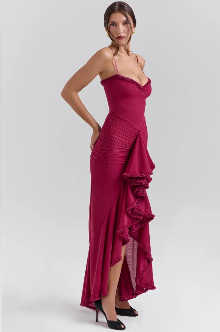 Alexa | Fitted Midi Dress with Ruffles