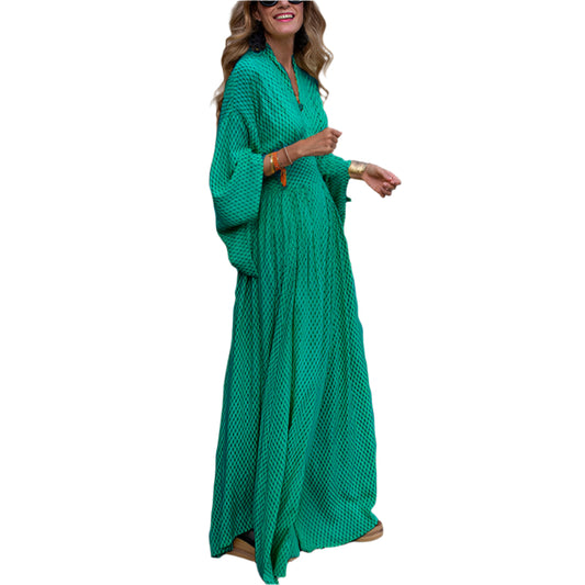Nerissa | V-Neck Geometric Maxi Dress
