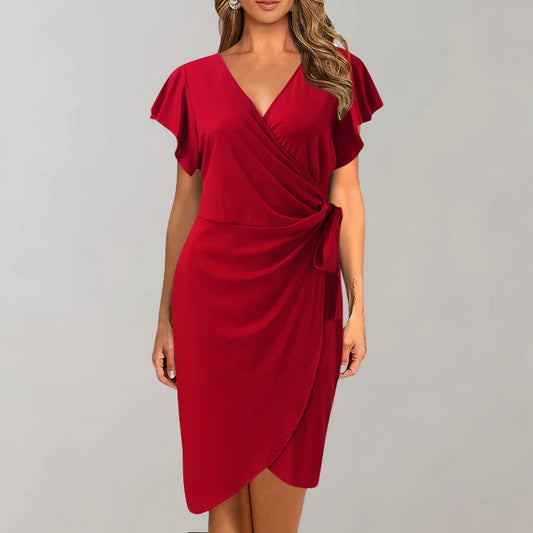 Vivienne | Ruffle Sleeve V-Neck Dress