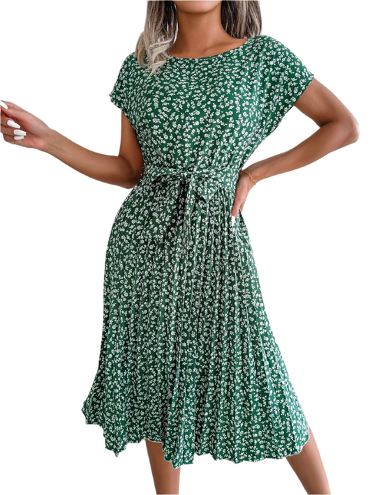 Céline | Women’s High Waist Floral Dress in Light Cotton for Breezy Summer Days