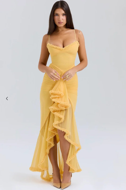 Alexa | Fitted Midi Dress with Ruffles